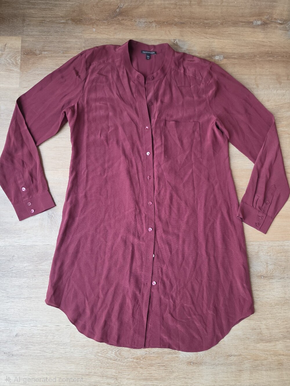 Eileen Fisher Silk Mandarin Collar Tunic / Shirtdress Size S